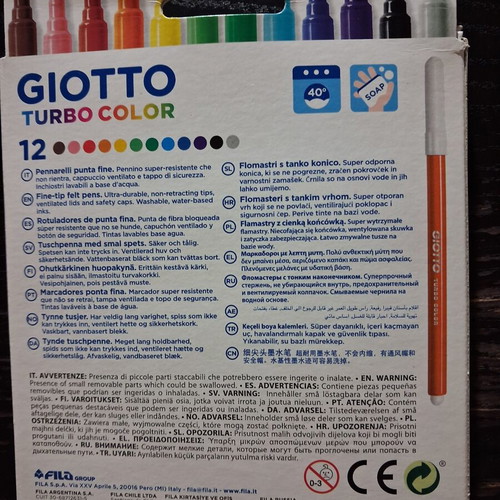 Giotto Turbo Color markers used, set of 12, assorted colors