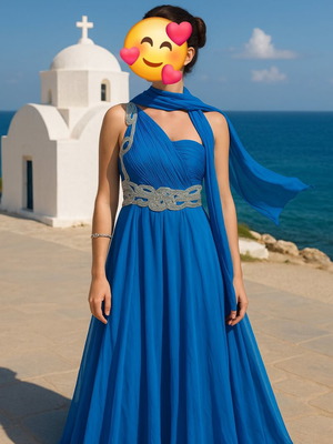 Silk Haute Couture blue Charlie evening dress like new