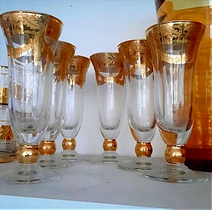 Ποτήρια κρασιού ή λικέρ με χρυσή διακόσμηση 6τεμ.