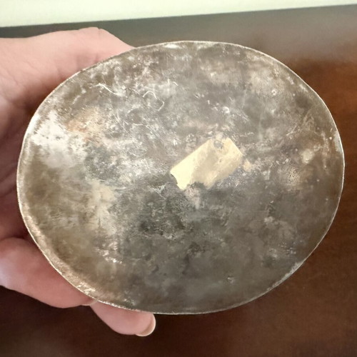 Vintage silver decorative box used, embossed metal jewelry case