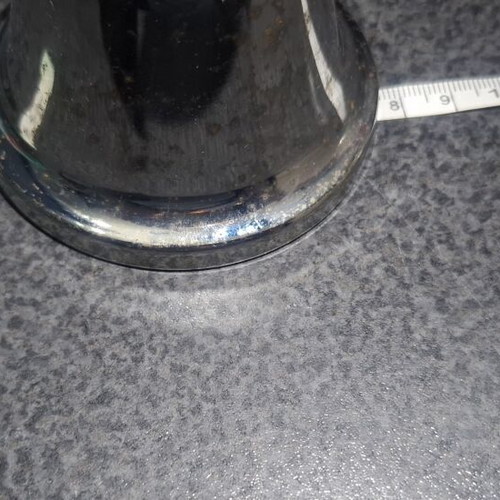 Metal Hand Bell used, silver with black handle