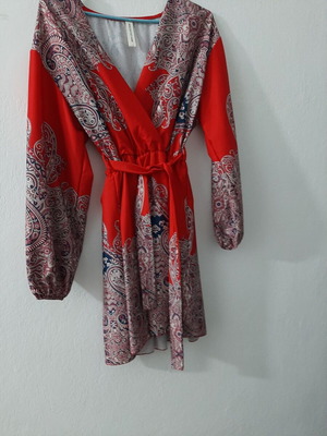 Red wrap dress new, colorful, one size, airy