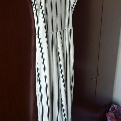 Bershka striped white black jumpsuit size XS used