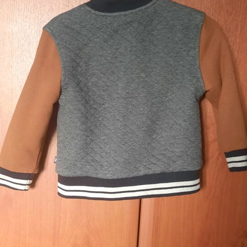 Okaidi college-style jacket for boys like new, gray and brown