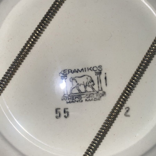 Vintage Kerameikos decorative plate, handmade, Greece