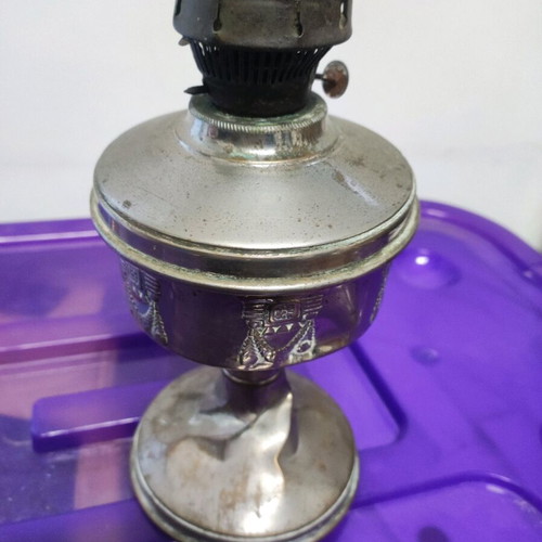 Vintage oil lamp used, metal without glass