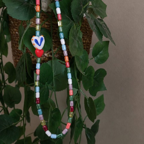 Handmade multicolor necklace with heart
