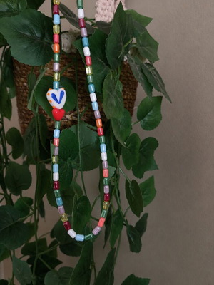 Handmade multicolor necklace with heart