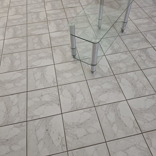 Glass TV table with wheels