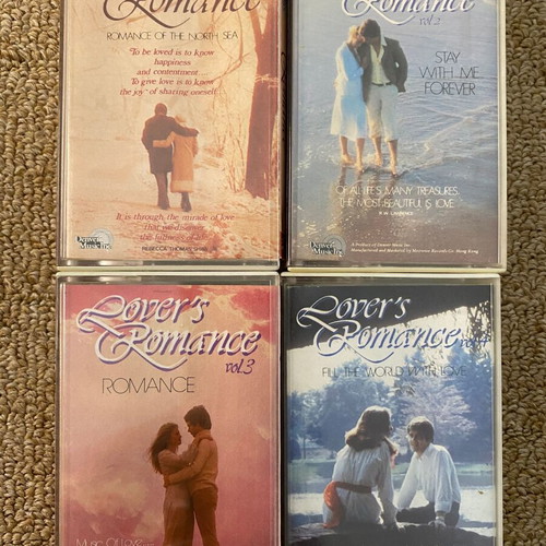 Lover's Romance instrumental music cassette tapes, pack of 4