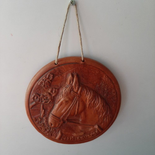 Terracotta hanging souvenir plaque Szilvásvárad horse