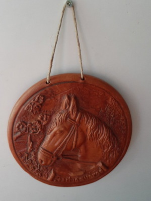 Terracotta hanging souvenir plaque Szilvásvárad horse