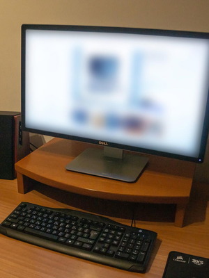 Wooden Desktop Monitor Stand used, Computer Riser Shelf