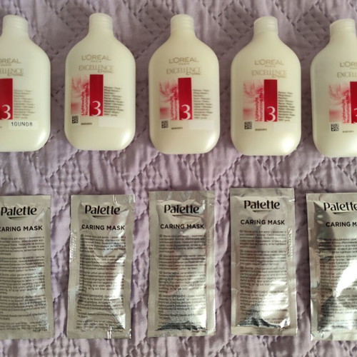 L' Oreal Excellence Creme Lightweight Nourishing Mask 5x60 ml & Palette Caring Mask 5x10 ml new