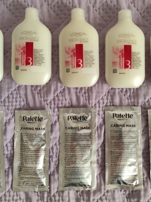 L' Oreal Excellence Creme Lightweight Nourishing Mask 5x60 ml & Palette Caring Mask 5x10 ml new