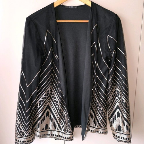 Black airy jacket with rose gold sequins