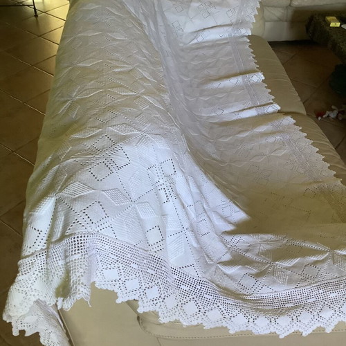 Handmade crocheted blanket, cotton yarn, 200x223 cm