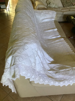 Handmade crocheted blanket, cotton yarn, 200x223 cm