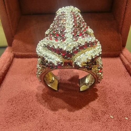 Silver ring frog with zirconia, new