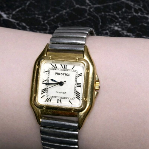 Prestige Quartz women's watch like new, gray and yellow