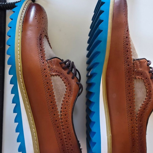 Fenomilano men's leather brogue shoes new, size 41, brown