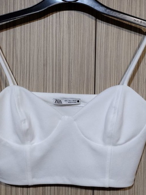 Zara small crop top white new