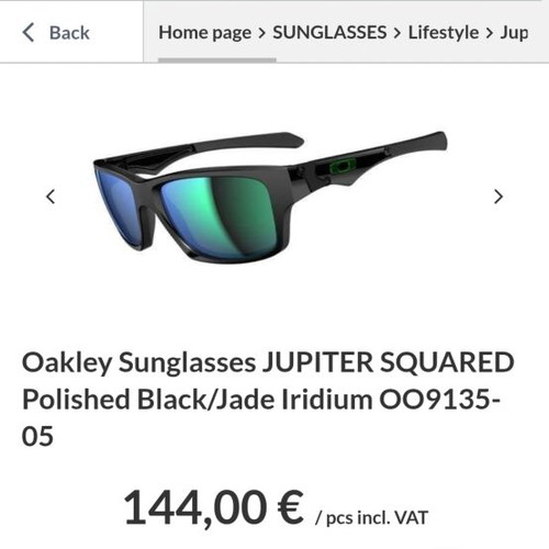 Oakley Jupiter OO9135-05 sunglasses new, polished black frame with Jade Iridium lenses