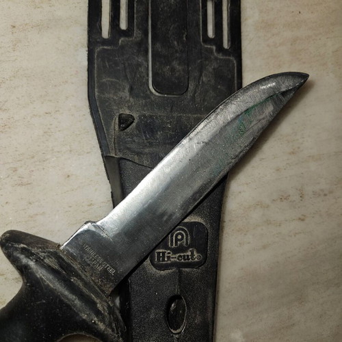 Hi Cut survival knife used stainless steel with sheath