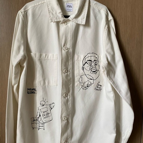 Zara men's overshirt like new, white, 100% cotton, size M
