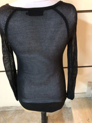 DKNY women's blouse black like new, mesh with detail