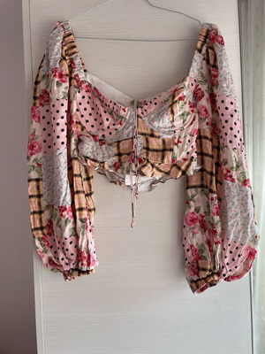 For Love & Lemons long-sleeve backless top like new, multicolor, size M