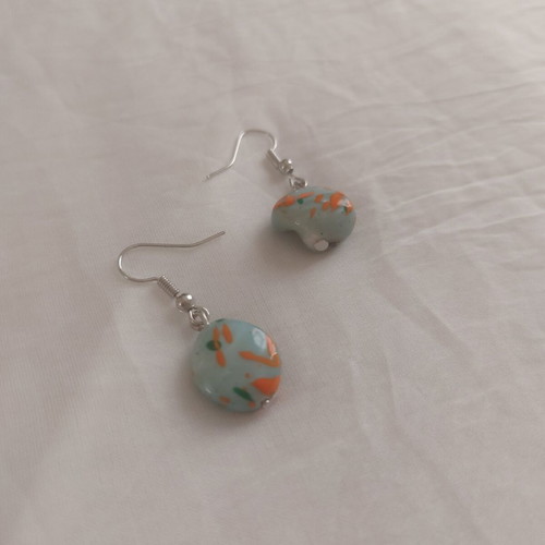 Little Matisse handmade statement earrings with turquoise and orange beads