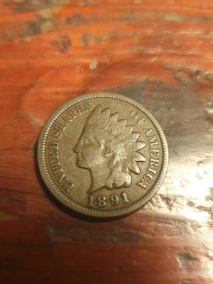 Indian Head Copper Cent 1891 used, extra fine condition