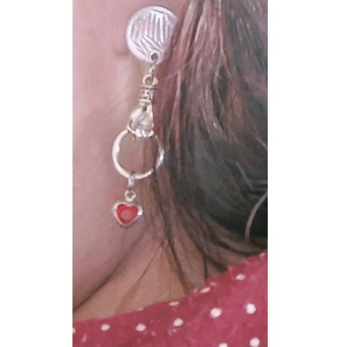 Handmade stainless steel Saint Valentine earrings with hearts, new