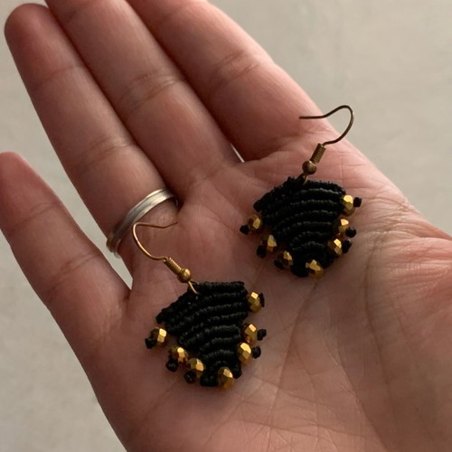Triangle macrame earrings new handmade