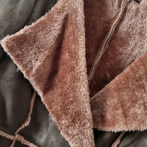 Coat new, unworn with fur inside, warm, khaki