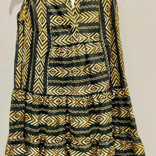 NEMA Resort Wear dress black with gold embroidery, M