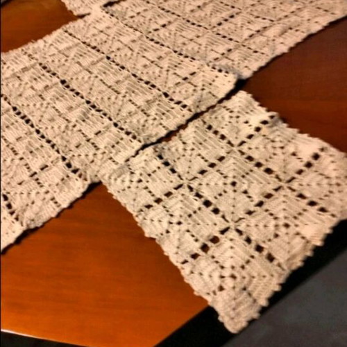 Handmade doily set, new, 3 pieces with butterfly cord