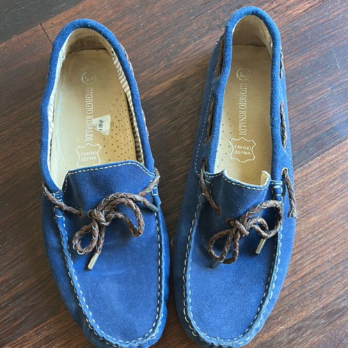 Blue suede leather men's loafers size 45 like new