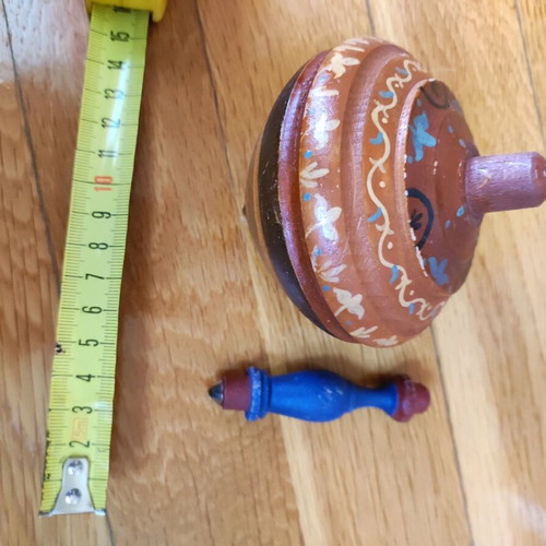 Wooden spinning top large used, handmade, heavy