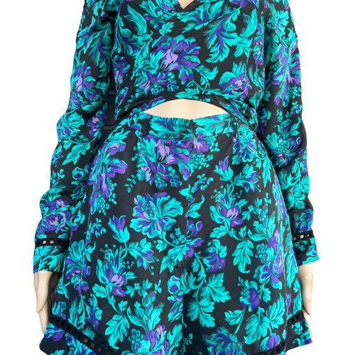 Zimmermann Silk Romper like new, black floral print, size XS