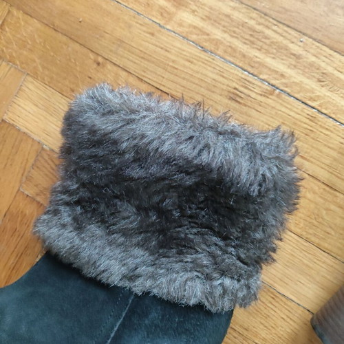 Scholl black suede boots with faux fur size 36 new