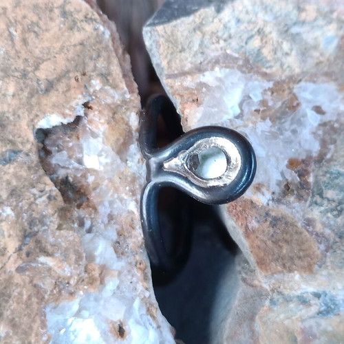 Silver ring oxidized with diamond peel paste size 54 like new