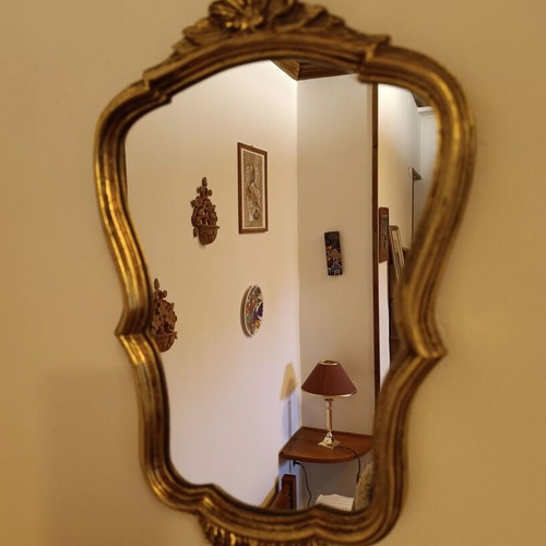 Vintage Rocaille Style Louis XV Mirror like new with gold wooden frame