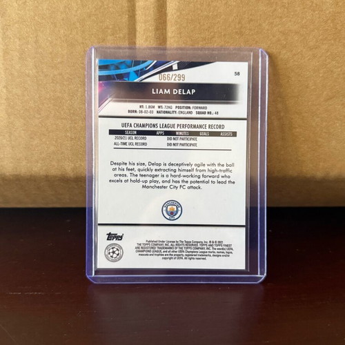 Liam Delap Topps Finest UCC 2021-2022 Man City Rookie Numbered 66/299