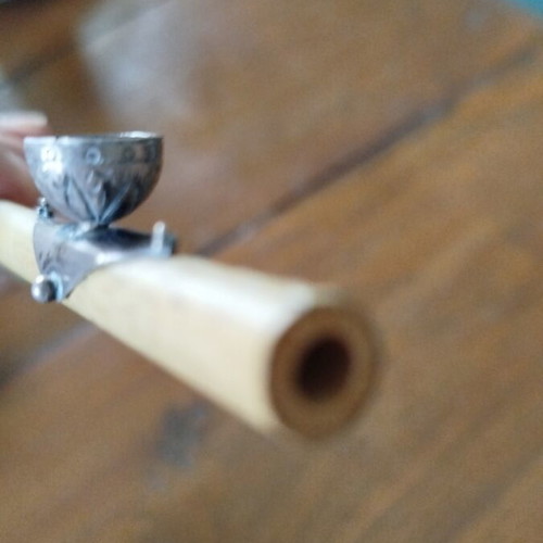 Handmade vintage pipe like new, wooden with metal holder