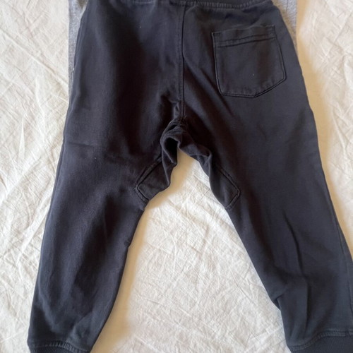 Boy's outfit used, size 12-18 months, dark blue pants and grey shirt