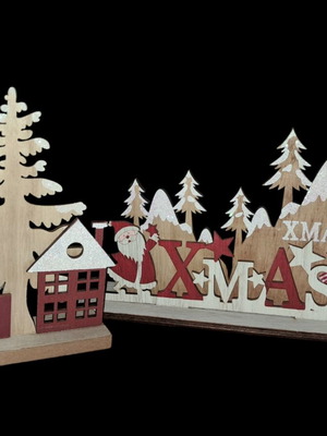 Wooden Christmas decorations set of 2 like new