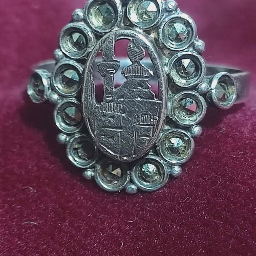 Rhoditic silver-gold ring with marcasites like new, size 15