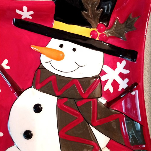 Christmas ceramic plate used with snowman design